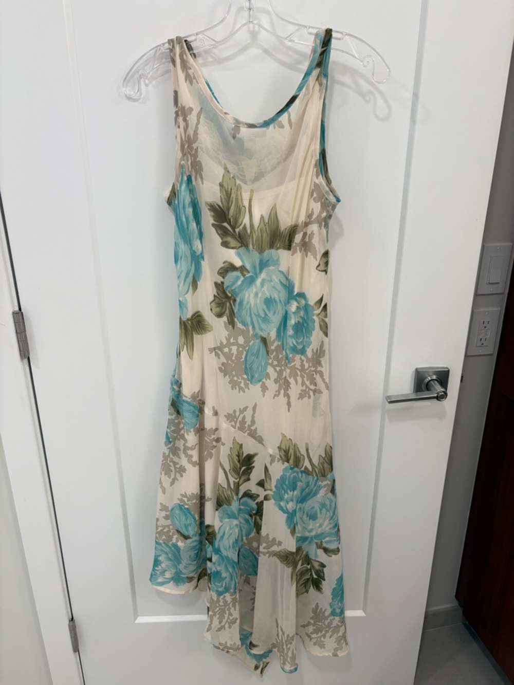 Vintage Y2K Beaded Floral Cowlneck Handkerchief Dress Barn Midi Dress Size Large - Picture 6 of 11